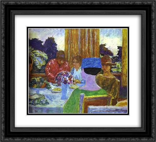 The Tea 22x20 Black Ornate Wood Framed Art Print Poster with Double Matting by Bonnard, Pierre