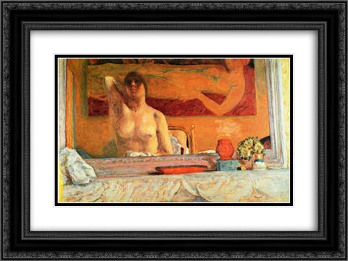 The Fireplace 24x18 Black Ornate Wood Framed Art Print Poster with Double Matting by Bonnard, Pierre