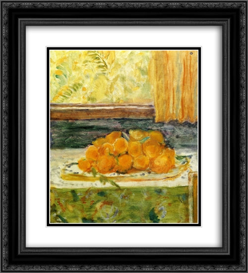 Still LIfe with Lemons 20x22 Black Ornate Wood Framed Art Print Poster with Double Matting by Bonnard, Pierre