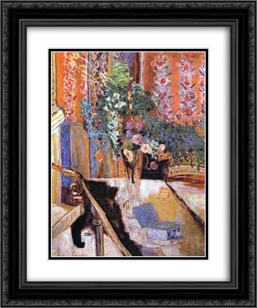 Interior with Flowers 20x24 Black Ornate Wood Framed Art Print Poster with Double Matting by Bonnard, Pierre