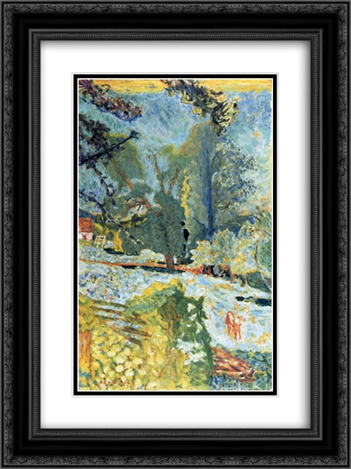 Landscape in Normady 18x24 Black Ornate Wood Framed Art Print Poster with Double Matting by Bonnard, Pierre