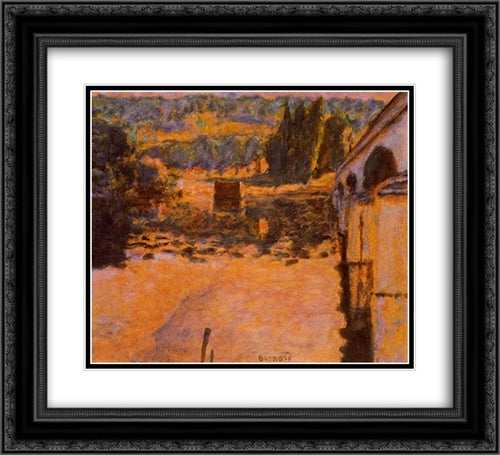 The Pont de Vernon 22x20 Black Ornate Wood Framed Art Print Poster with Double Matting by Bonnard, Pierre