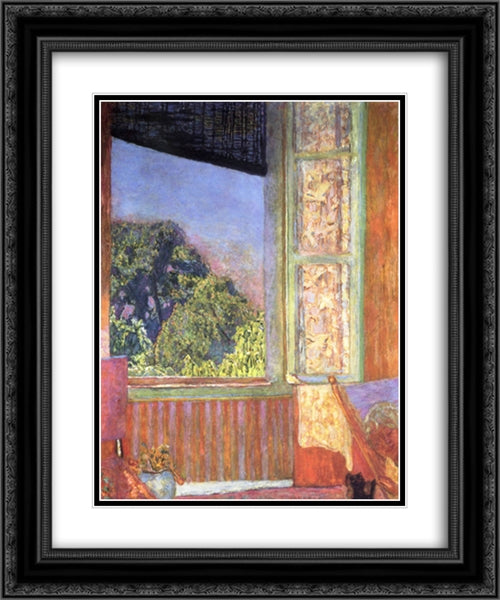 The Open Window 20x24 Black Ornate Wood Framed Art Print Poster with Double Matting by Bonnard, Pierre