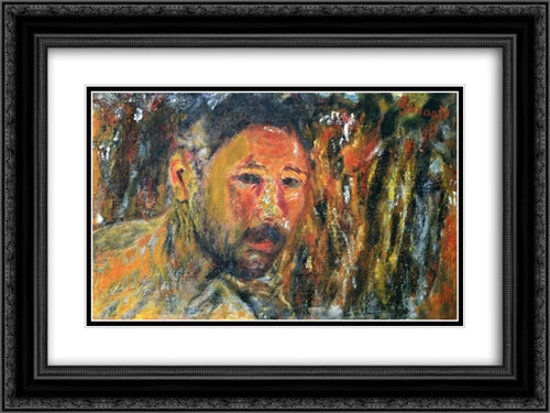 Self Portrait with a Beard 24x18 Black Ornate Wood Framed Art Print Poster with Double Matting by Bonnard, Pierre