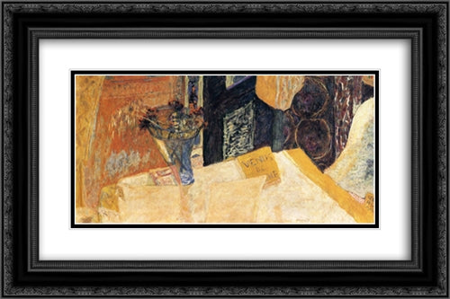 Still life with flowers or the Venus of Cyrene 24x16 Black Ornate Wood Framed Art Print Poster with Double Matting by Bonnard, Pierre