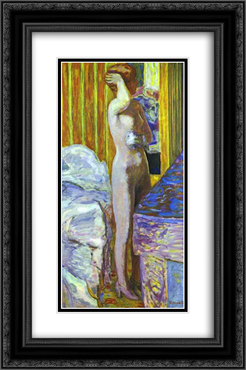 Standing Nude 16x24 Black Ornate Wood Framed Art Print Poster with Double Matting by Bonnard, Pierre