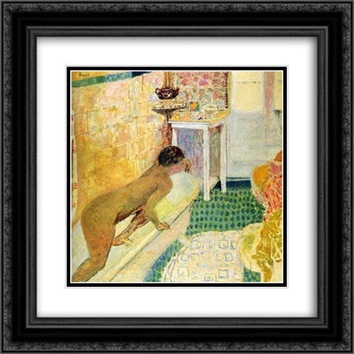 The exit of the bath 20x20 Black Ornate Wood Framed Art Print Poster with Double Matting by Bonnard, Pierre