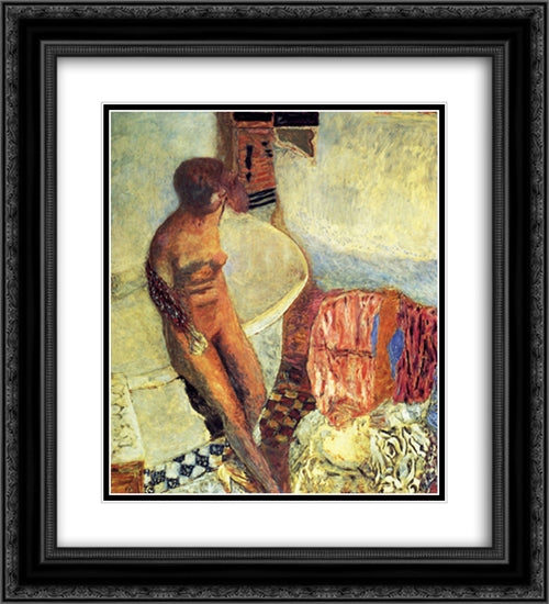 Nude by the Bath Tub 20x22 Black Ornate Wood Framed Art Print Poster with Double Matting by Bonnard, Pierre