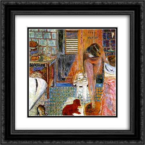 The Toilet 20x20 Black Ornate Wood Framed Art Print Poster with Double Matting by Bonnard, Pierre