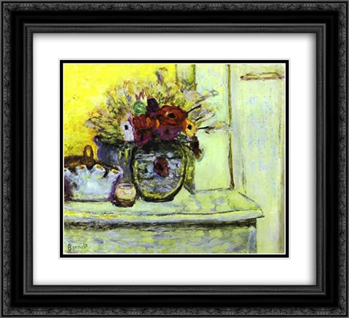 Vase with Anemonies and Empty Vase 22x20 Black Ornate Wood Framed Art Print Poster with Double Matting by Bonnard, Pierre