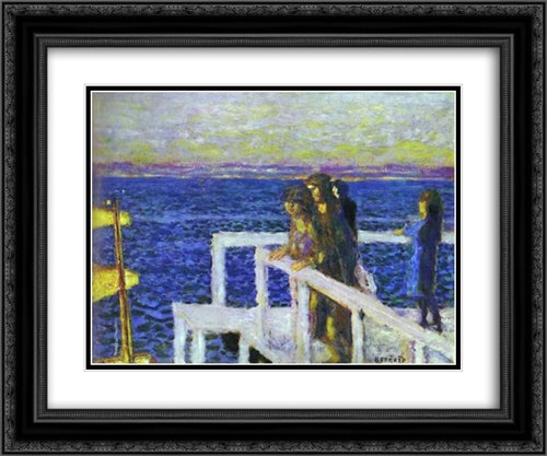 Landing Stage 24x20 Black Ornate Wood Framed Art Print Poster with Double Matting by Bonnard, Pierre