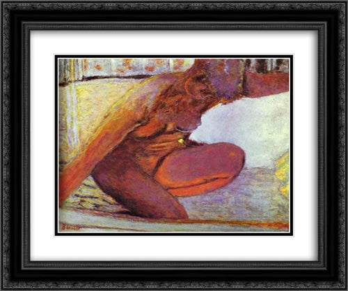 Nude in the Bathtub 24x20 Black Ornate Wood Framed Art Print Poster with Double Matting by Bonnard, Pierre