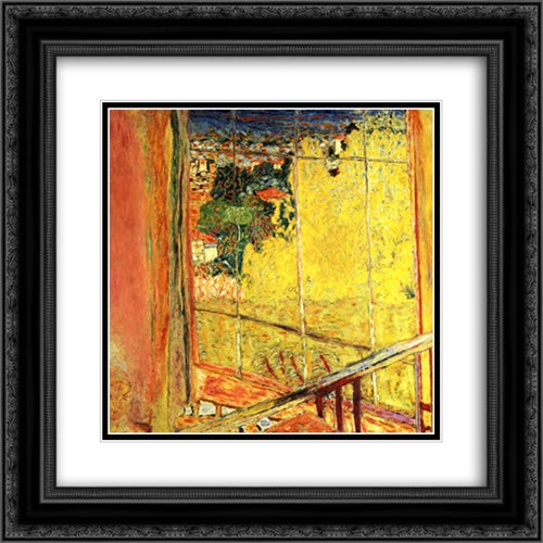 The workshop with Mimosa 20x20 Black Ornate Wood Framed Art Print Poster with Double Matting by Bonnard, Pierre