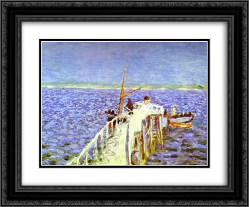 Landing Stage 24x20 Black Ornate Wood Framed Art Print Poster with Double Matting by Bonnard, Pierre