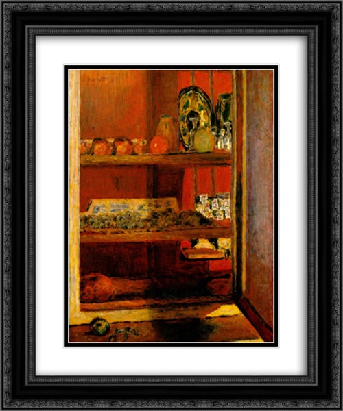 The Red Cupboard 20x24 Black Ornate Wood Framed Art Print Poster with Double Matting by Bonnard, Pierre