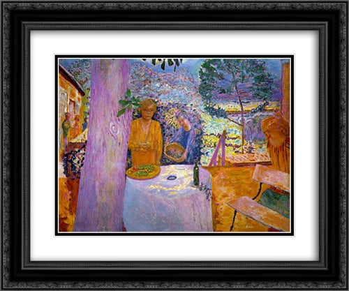 The terrace at vernon 24x20 Black Ornate Wood Framed Art Print Poster with Double Matting by Bonnard, Pierre