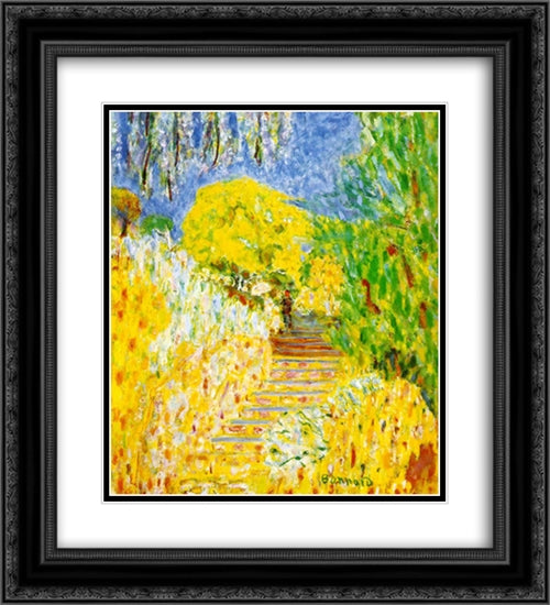 The garden steps 20x22 Black Ornate Wood Framed Art Print Poster with Double Matting by Bonnard, Pierre