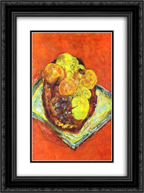 Peaches and Grapes 18x24 Black Ornate Wood Framed Art Print Poster with Double Matting by Bonnard, Pierre