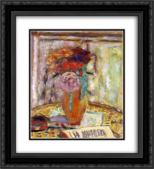 The Vase of flowers 20x22 Black Ornate Wood Framed Art Print Poster with Double Matting by Bonnard, Pierre