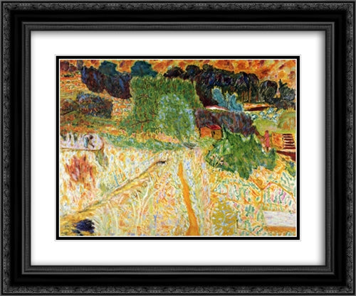 View from the Artist's Studio, Le Cannet 24x20 Black Ornate Wood Framed Art Print Poster with Double Matting by Bonnard, Pierre