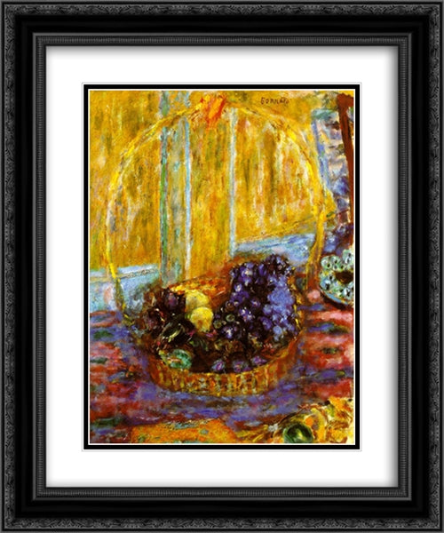 Fruit Basket 20x24 Black Ornate Wood Framed Art Print Poster with Double Matting by Bonnard, Pierre