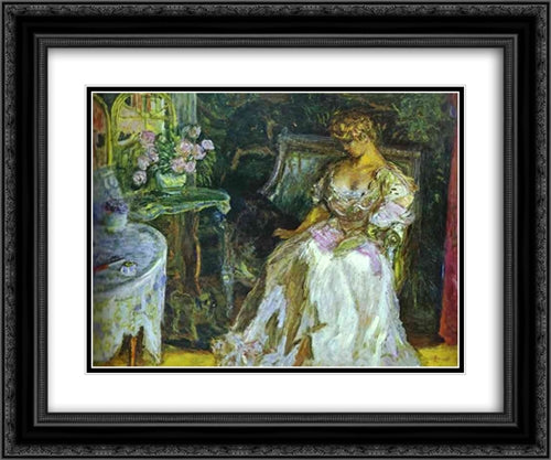 Misia 24x20 Black Ornate Wood Framed Art Print Poster with Double Matting by Bonnard, Pierre