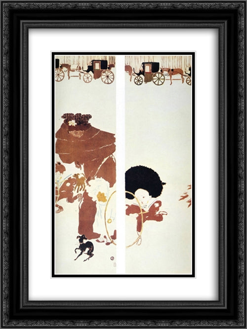 Frieze of Carriages 18x24 Black Ornate Wood Framed Art Print Poster with Double Matting by Bonnard, Pierre