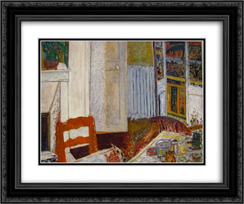 White Interior 24x20 Black Ornate Wood Framed Art Print Poster with Double Matting by Bonnard, Pierre