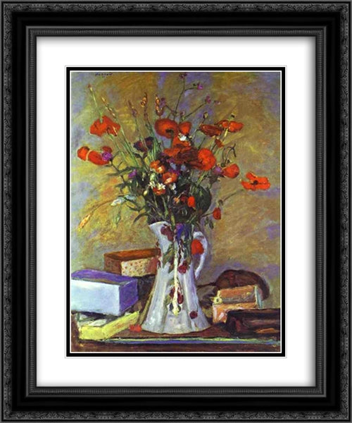 Poppies 20x24 Black Ornate Wood Framed Art Print Poster with Double Matting by Bonnard, Pierre