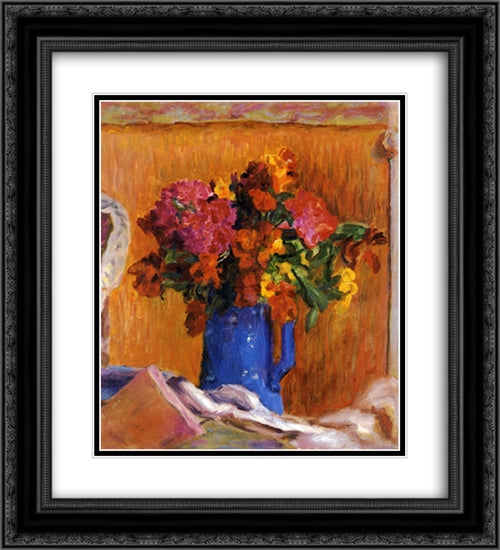 The Blue Pot 20x22 Black Ornate Wood Framed Art Print Poster with Double Matting by Bonnard, Pierre