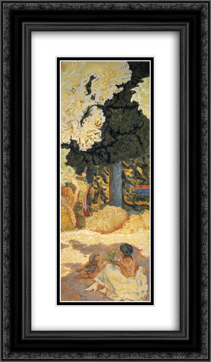 The Mediterranean. Triptych 14x24 Black Ornate Wood Framed Art Print Poster with Double Matting by Bonnard, Pierre