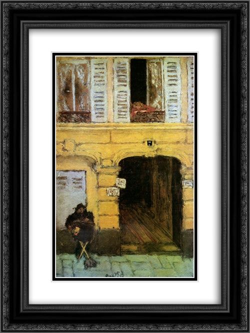 The organ grinder 18x24 Black Ornate Wood Framed Art Print Poster with Double Matting by Bonnard, Pierre