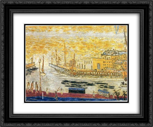 Trouville, the Exit to the Port 24x20 Black Ornate Wood Framed Art Print Poster with Double Matting by Bonnard, Pierre