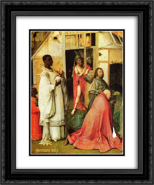 The Adoration of the Magi (detail) 20x24 Black Ornate Wood Framed Art Print Poster with Double Matting by Bosch, Hieronymus