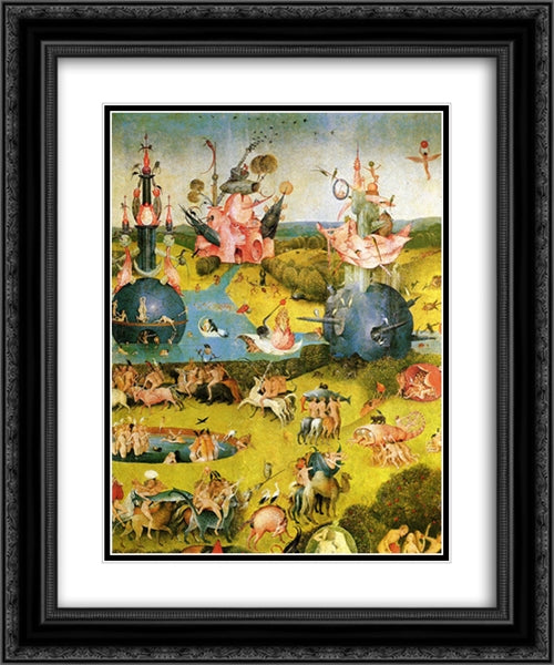 The Garden of Earthly Delights (detail) 20x24 Black Ornate Wood Framed Art Print Poster with Double Matting by Bosch, Hieronymus