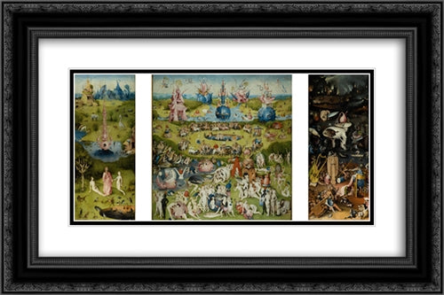 The Garden of Earthly Delights 24x16 Black Ornate Wood Framed Art Print Poster with Double Matting by Bosch, Hieronymus