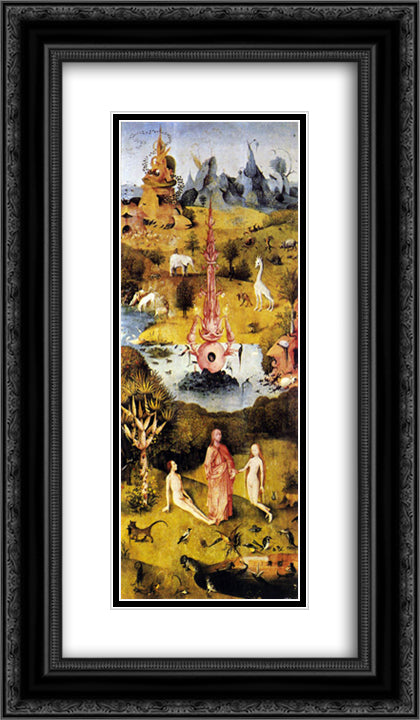 The Garden of Earthly Delights (detail) 14x24 Black Ornate Wood Framed Art Print Poster with Double Matting by Bosch, Hieronymus