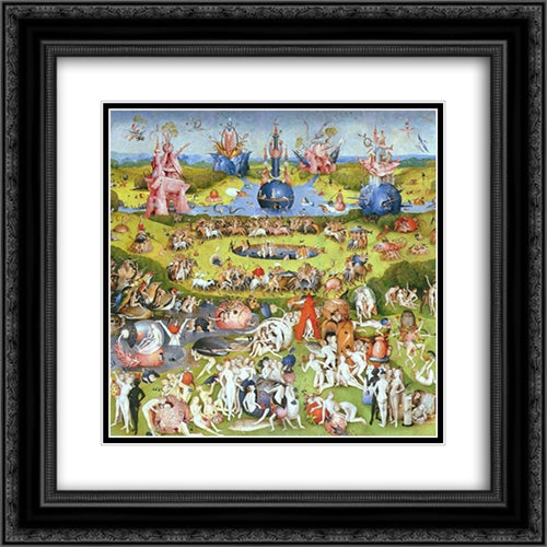 The Garden of Earthly Delights (detail) 20x20 Black Ornate Wood Framed Art Print Poster with Double Matting by Bosch, Hieronymus