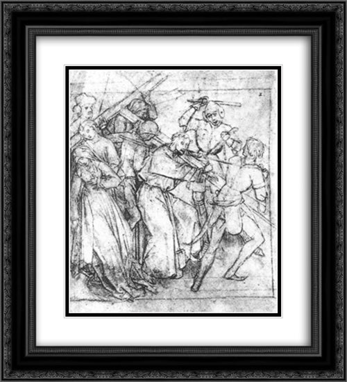 Christ Carrying the Cross 20x22 Black Ornate Wood Framed Art Print Poster with Double Matting by Bosch, Hieronymus