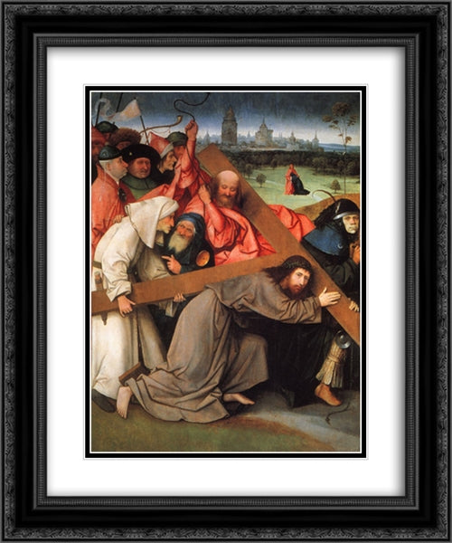 Christ Carrying the Cross 20x24 Black Ornate Wood Framed Art Print Poster with Double Matting by Bosch, Hieronymus