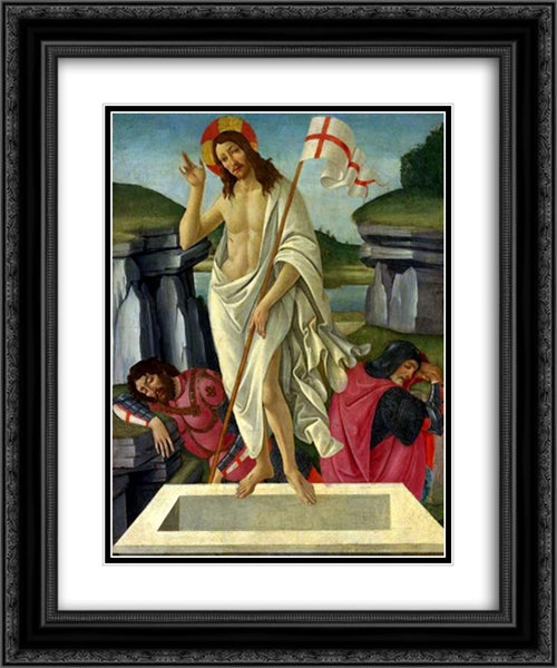 The Resurrection 20x24 Black Ornate Wood Framed Art Print Poster with Double Matting by Botticelli, Sandro