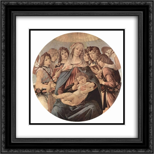 The Virgin Adoring the Child 20x20 Black Ornate Wood Framed Art Print Poster with Double Matting by Botticelli, Sandro