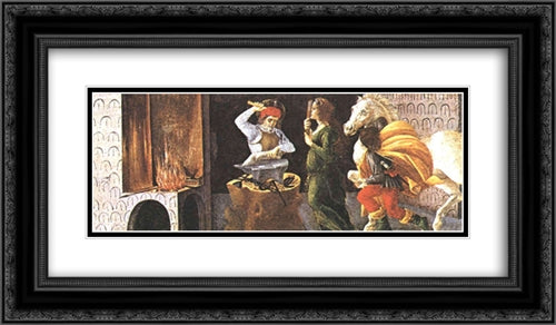 The Miracle of St. Eligius, predella panel from the Altarpiece of St. Mark 24x14 Black Ornate Wood Framed Art Print Poster with Double Matting by Botticelli, Sandro