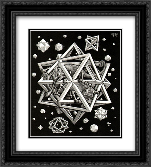 Stars 20x22 Black Ornate Wood Framed Art Print Poster with Double Matting by Escher, M.C.