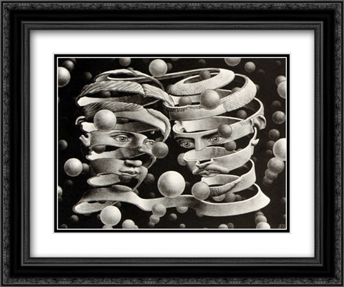 Bond of Union 24x20 Black Ornate Wood Framed Art Print Poster with Double Matting by Escher, M.C.