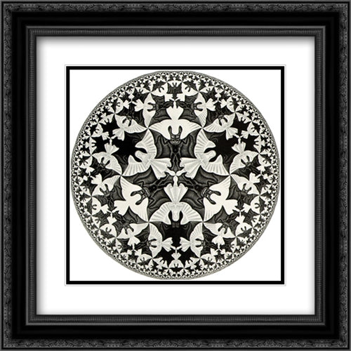 Circle Limit IV (Bats) 20x20 Black Ornate Wood Framed Art Print Poster with Double Matting by Escher, M.C.