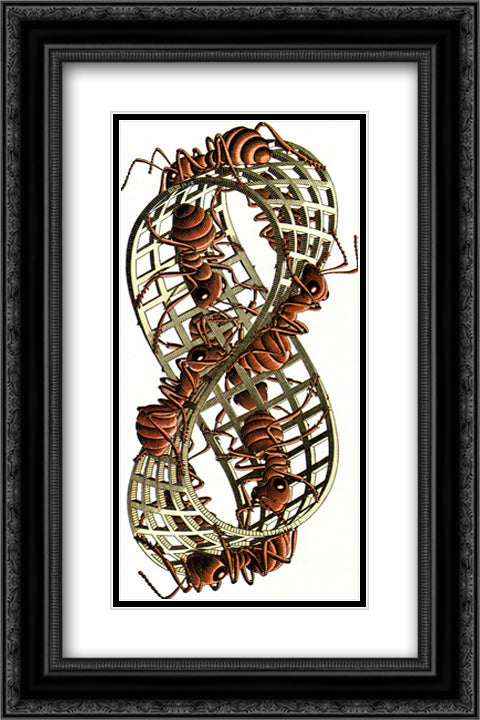 Mobius Band 16x24 Black Ornate Wood Framed Art Print Poster with Double Matting by Escher, M.C.