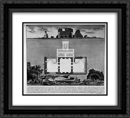 The Roman antiquities, t. 2, Plate XL. View of a tomb oldest existing bridge in a vineyard near Lugano 22x20 Black Ornate Wood Framed Art Print Poster with Double Matting by Piranesi, Giovanni Battista