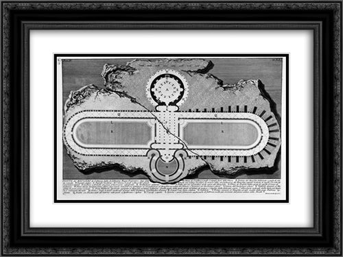 The Roman antiquities, t. 2, Plate XXI. Urn of marble found in the burial chamber above (figures carved from Barbault) 24x18 Black Ornate Wood Framed Art Print Poster with Double Matting by Piranesi, Giovanni Battista