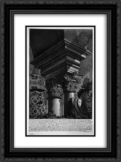 The Roman antiquities, t. 2, Plate XXIII. Remains of the great building burial added to the Mausoleum of Constance 18x24 Black Ornate Wood Framed Art Print Poster with Double Matting by Piranesi, Giovanni Battista